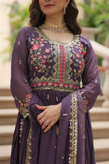 Glamours  Designer Ready-made Georgette With Rich Sequence Embroidered Work Gown
