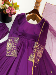 Festival Special Upada Silk Fully Flair Sequence & Embroidery Work Gown
