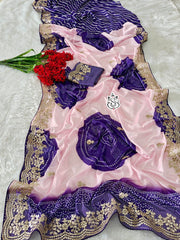 Beautiful Shiny Silk Digital Printed Saree