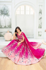 Perfect Bride Maid's Special Pink Chinon Designer Lehenga Choli