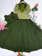 Party-wear Designer Mono Silk Embroidery Coding Sequence Work Set