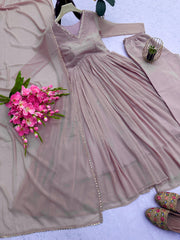 Elegant  PartyWear Georgette Embroidery Work Gown