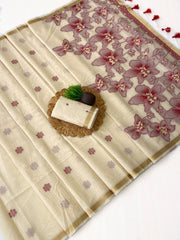 Beautiful Elegant Jamdhani Handloom Cotton Silk Saree