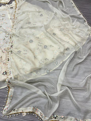 Luxurious White Premium Tabby Silk Lehenga Choli With Beautiful Thread Embroidery