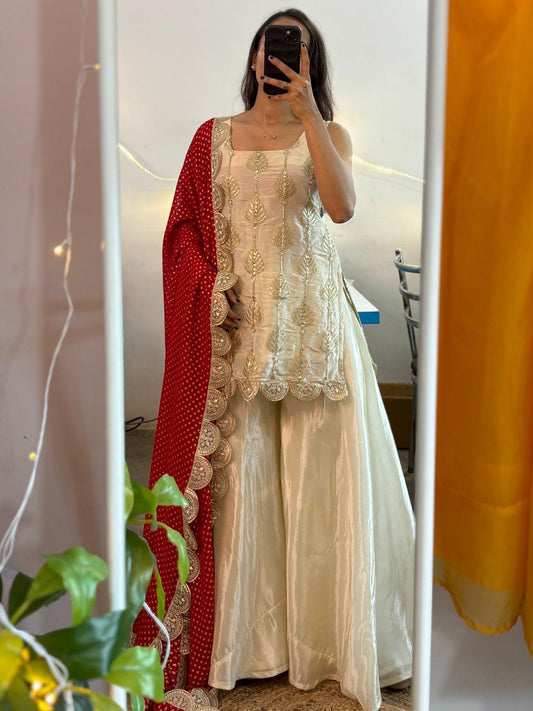 Party wear Designer Soft Chinon Embroidery Thread  & Sequence Work Suit