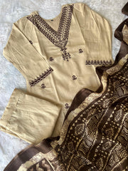 Beautiful Khadi Cotton With Embroidery Work Dress