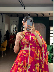 Beautiful Vibrant Floral Marble Printed Lehenga Choli
