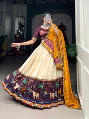 Beautiful Printed With Foil And Original Mirror Work Lehenga Choli