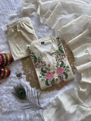 Beautiful  Khadi Cotton With Beautiful Embroidery Work Dress