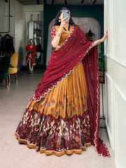 Beautiful Tasar Silk Kalamkari Printed Lehenga Choli