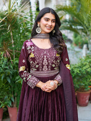 Festival Wear Fendy Silk Coding Sequence & Embroidery Work Long Gown