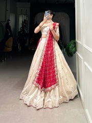 Tradition Meets Trend With Vichitra Silk Sequence & Thread Embroidery Work Lehenga Choli