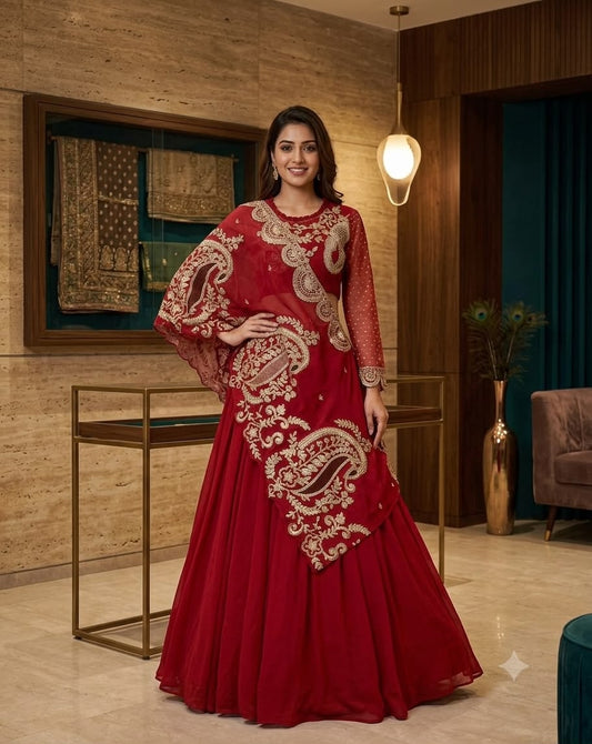 Trendy Stylish Georgette Cording Sequence Work Lehenga Blouse WIth Shrug