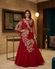 Trendy Stylish Georgette Cording Sequence Work Lehenga Blouse WIth Shrug
