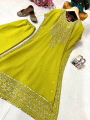 Trendy Georgette Sequence & Zari Embroidery Work Kuftan-Pant Set
