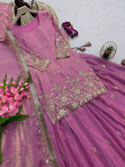 Party-wear Designer Dual Shaded Fendy Silk Embroidery Sequence Work Set