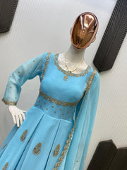 Party-wear Georgette Sequence Embroidery Work Gown