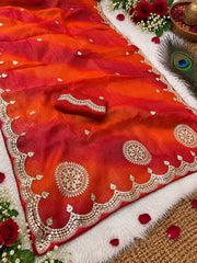 Beautiful  Cotton Kota Doria Heavy C Pallu  Gotafoil Work Saree