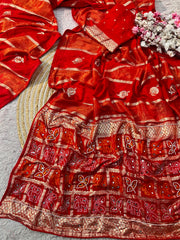 Beautiful Red Viscose Weaving With Rich Pallu Saree