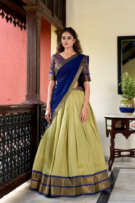 South Indian Special Kanchipuram Zari Weaving Work Half Saree