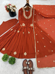 Festive Special Blooming Georgette Coding Work Gown
