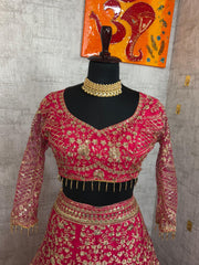 Party-wear Premium Quality Soft Net Embroidery Sequins Work Lehenga Choli