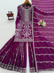 Beautiful Georgette Thread With Sequence Work Sharara