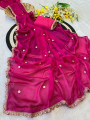 Party-wear Rangoli Silk Embroidery Sequence Work Saree