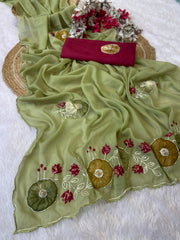 Beautiful Star Georgette Hand-work Saree