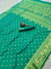 Beautiful Heavy  Banarasi Silk Gold Zari Weaving Saree