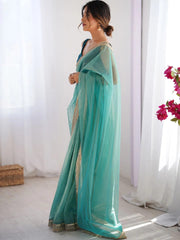 Beautiful Twill Net Fancy Lace All Over The Border Work Saree