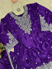 Elegant Ethnic Wear Chinon Silk Thread With Sequence Work Lehenga
