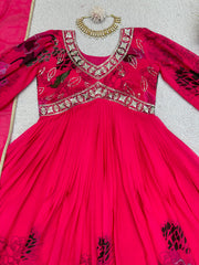 Beautiful Designer Georgette Digital Print With Thread & Sequence Work Gown