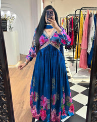 Beautiful Designer Georgette Digital Print With Thread & Sequence Work Gown