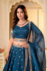 Festive Special Crunchy Silk Embroidery Zari & Sequence Beads Work Lehenga Choli