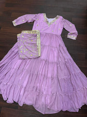 Unique Coloured Georgette With Embroidered Work Gown