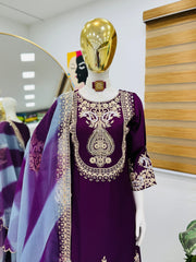 Party-wear Designer Chinon Silk Codding Sequence & Embroidery Sharara