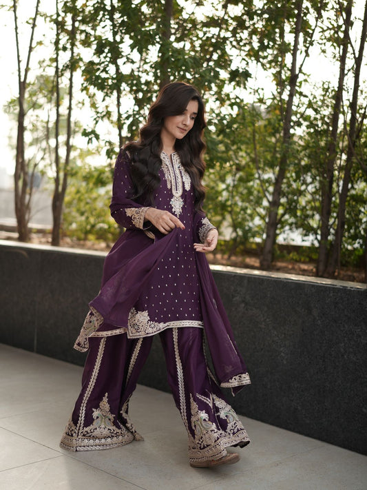 Party-wear Georgette Embroidery Codding & Sequence Work Sharara