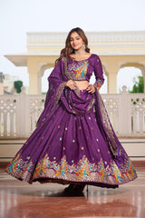 Festival Special Vichitra Silk Embroidery Sequence & Thread Work Lehenga Choli