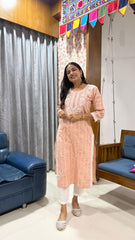 Beautiful Khadi Cotton Butti With Embroidery Work Kurti