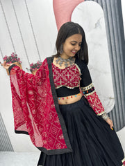 Navratri Special Pure Cotton Embroidery Thread & Sequence Real Mirror Work Lehenga Choli