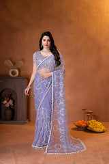 Party-wear Charming Beads Sequence & Pearl Embroidery Work Saree