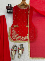 Elegant Ethnic Georgette Thread & Sequence Work Sharara Set