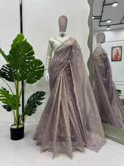 Party-wear Beautiful Designer Heavy Twill Net Saree