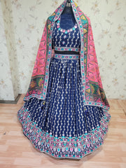 Navy Blue Colour Fabulous PartyWear Embroidery & Sequence Work Lehenga Choli