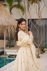 Beautiful Designer Chinon Silk Coding With Sequence Work Gown