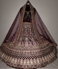 Wedding Special  Heavy Velvet Zarkan Diamond Work Bridal Lehenga Choli