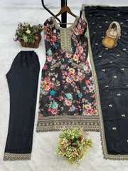 Beautiful Pure Chinon Silk Digital Printed Salwar Suit
