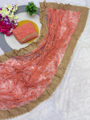 Beautiful Net Embroidery Designer Pearls Diamond Work Saree