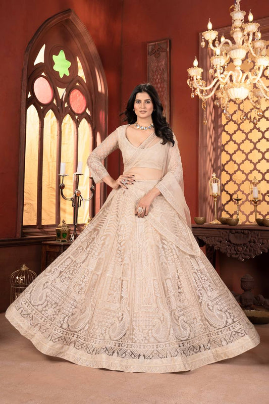 Engagement Special Net Embroidery & Embroidery Work Lehenga Choli